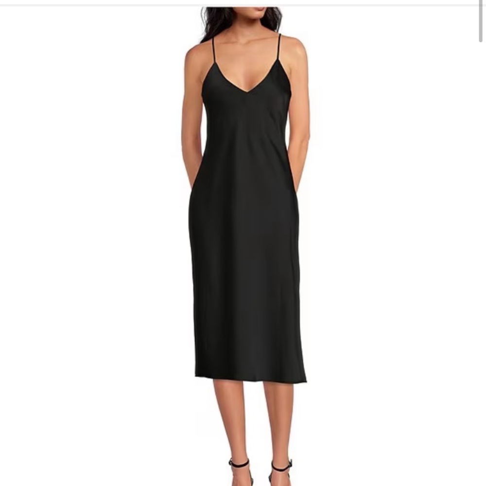 Gianni Bini - Satin V-Neck Sleeveless Slip Midi Dress - Size 8